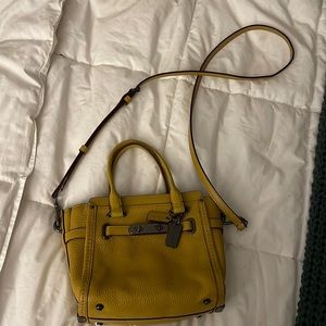 Yellow Leather Crossbody Satchel - Women's Bag